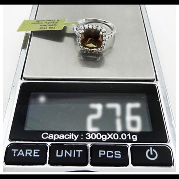 10K GENUINE 3.84 CTW SMOKY TOPAZ & DIAMONDS RING - Picture 6 of 6